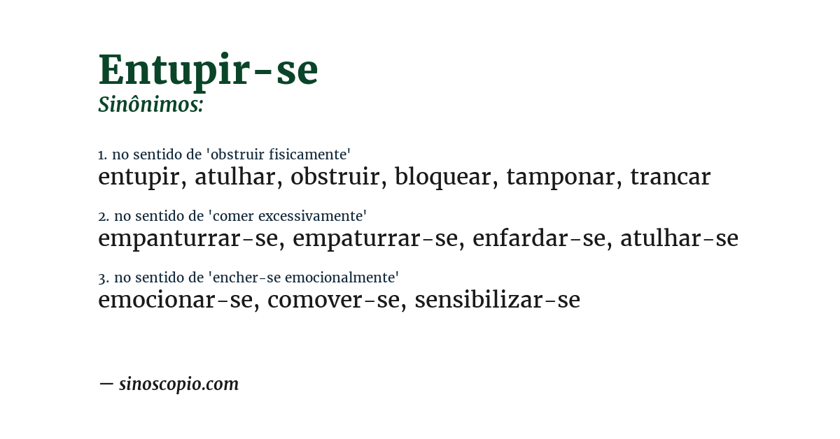 Sinônimo de entupir-se