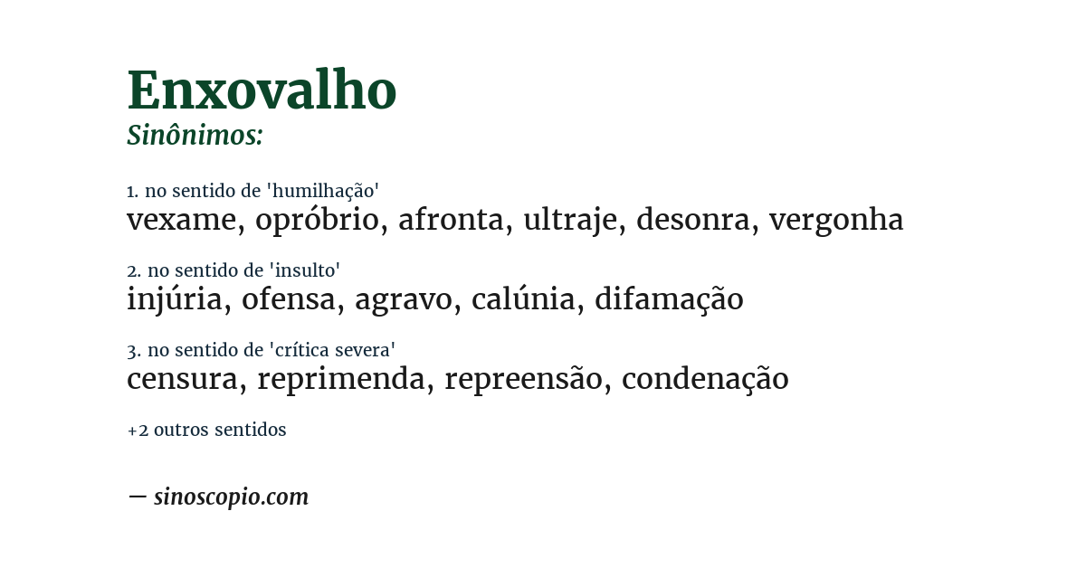 Sinônimo de enxovalho