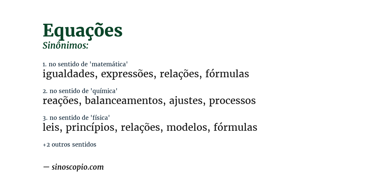 Sinônimo de equações