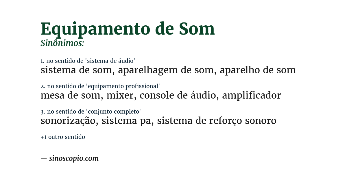 Sinônimo de equipamento de som
