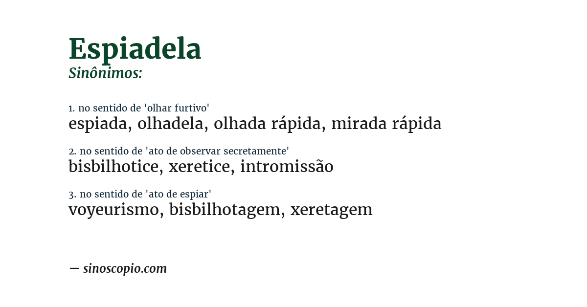 Sinônimo de espiadela