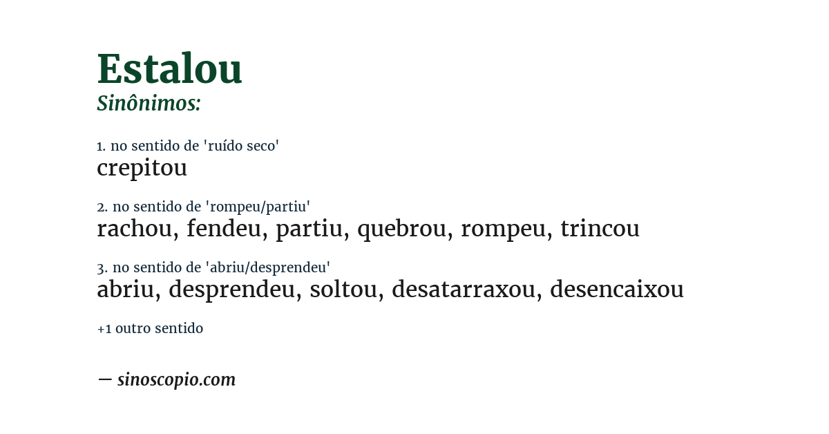 Sinônimo de estalou