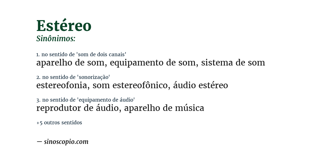 Sinônimo de estéreo