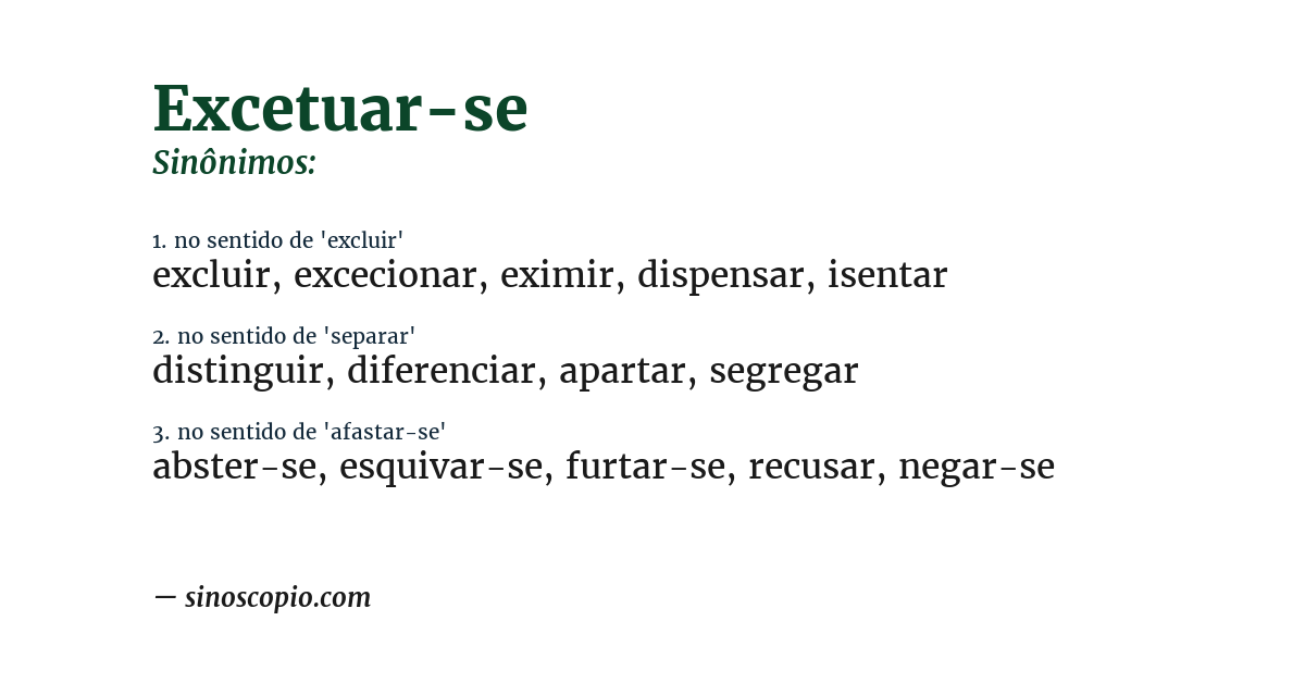 Sinônimo de excetuar-se