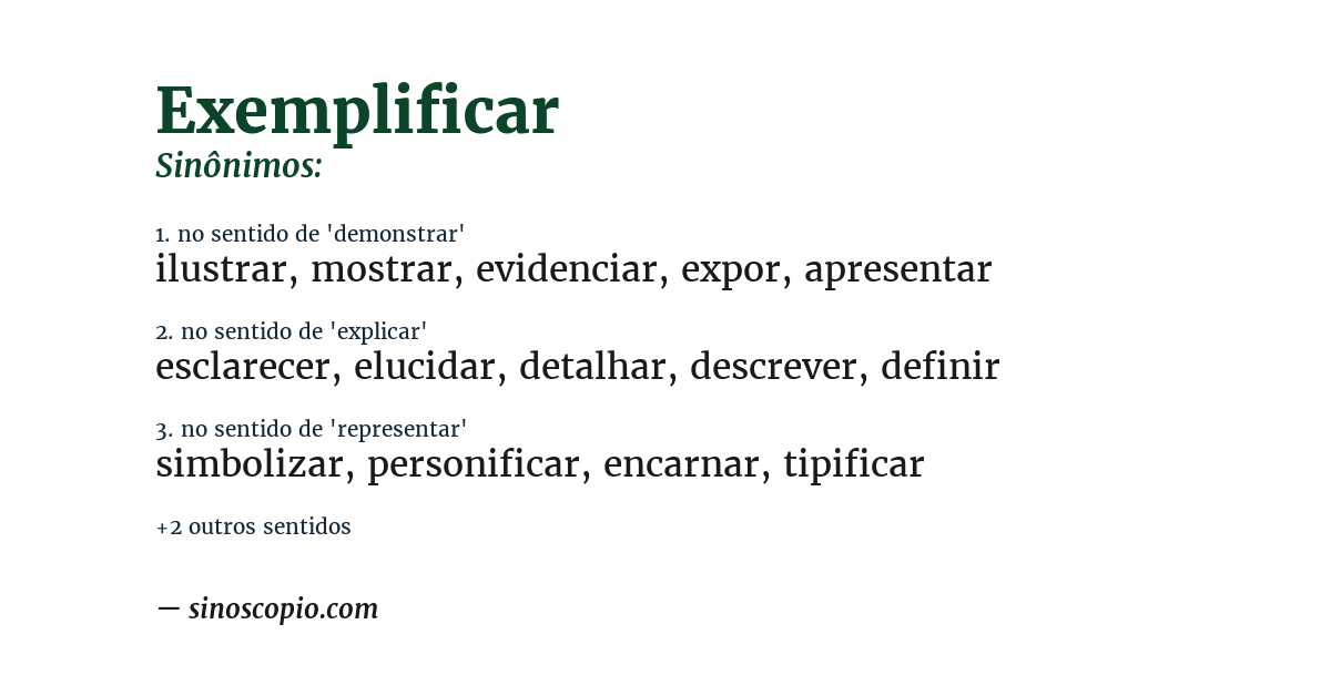 Sinônimo de exemplificar