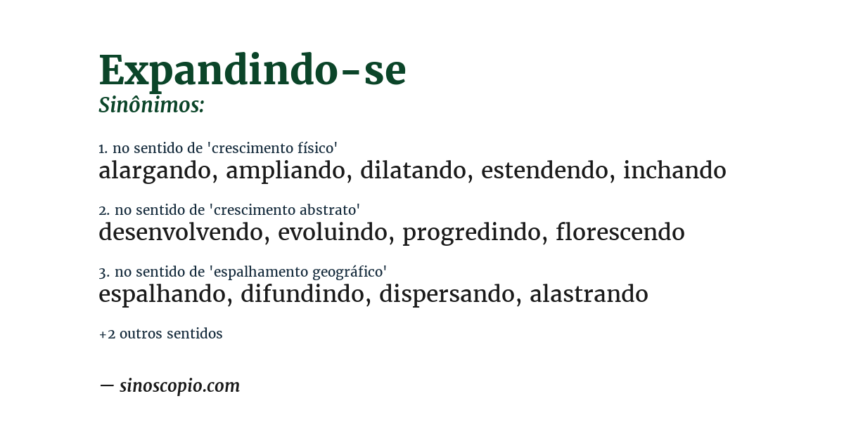 Sinônimo de expandindo-se