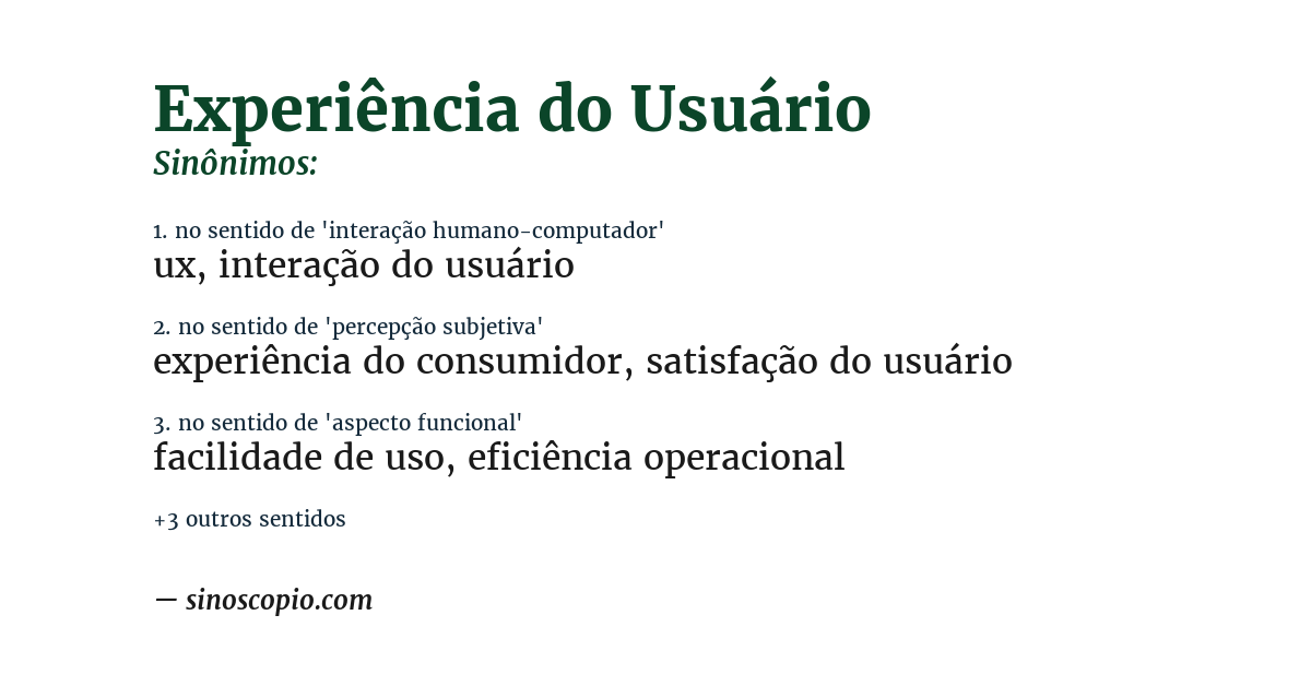 Sinônimo de experiência do usuário
