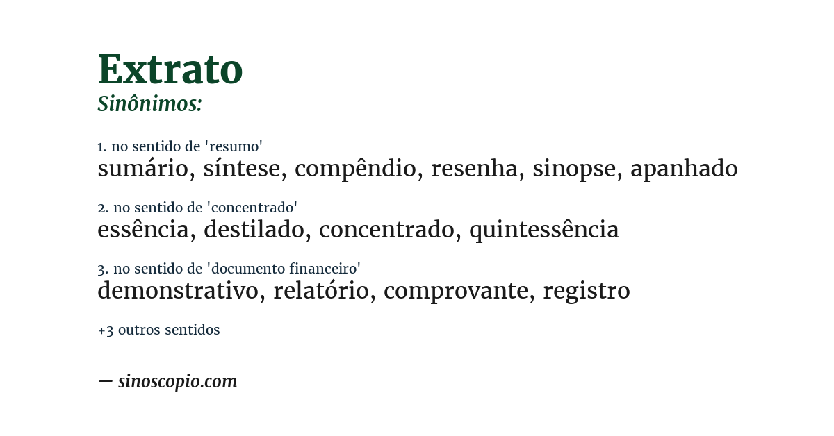 Sinônimo de extrato