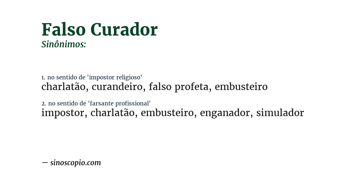 Sinônimo de falso curador