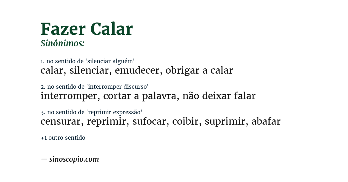 Sinônimo de fazer calar