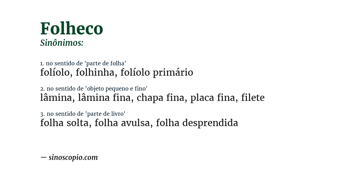 Sinônimo de folheco