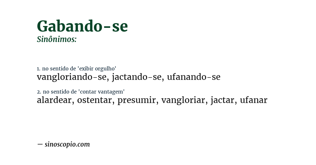 Sinônimo de gabando-se