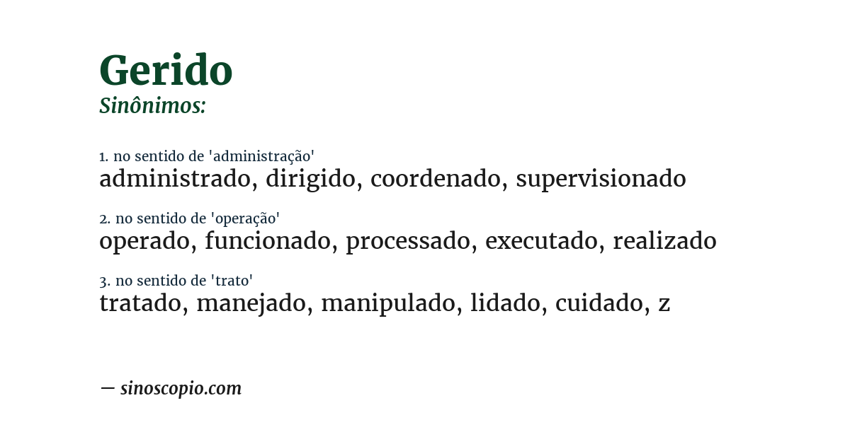 Sinônimo de gerido
