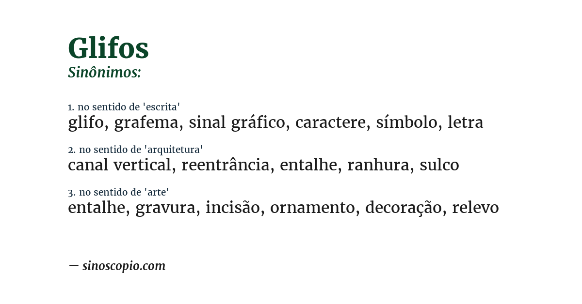 Sinônimo de glifos