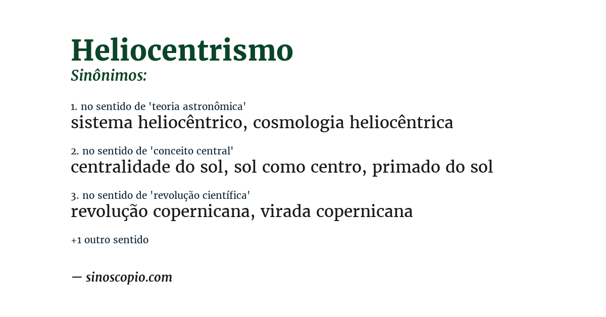 Sinônimo de heliocentrismo