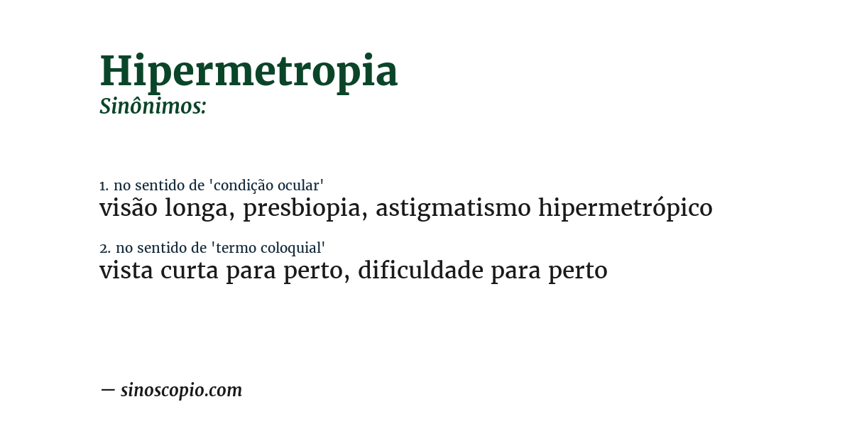 Sinônimo de hipermetropia