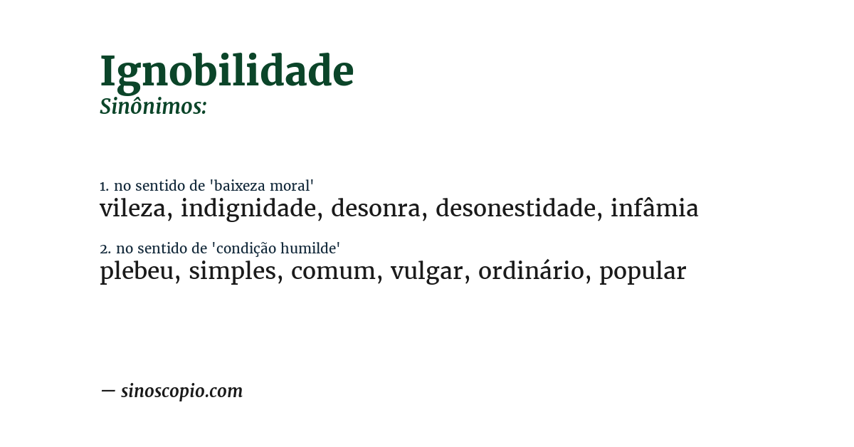 Sinônimo de ignobilidade