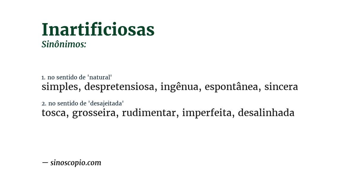 Sinônimo de inartificiosas