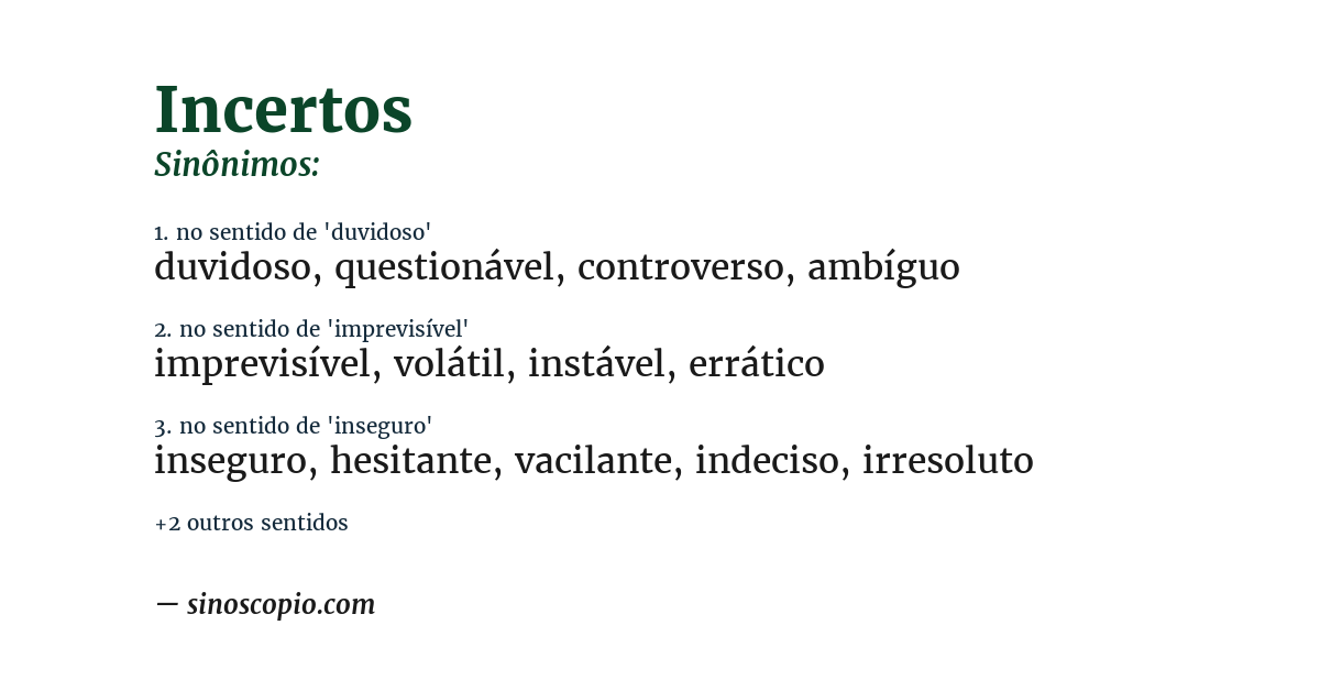Sinônimo de incertos