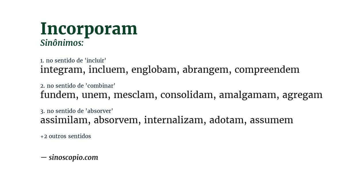 Sinônimo de incorporam