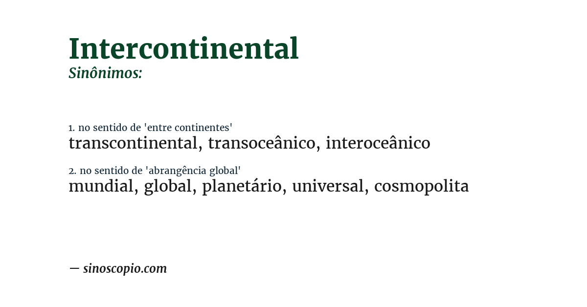 Sinônimo de intercontinental