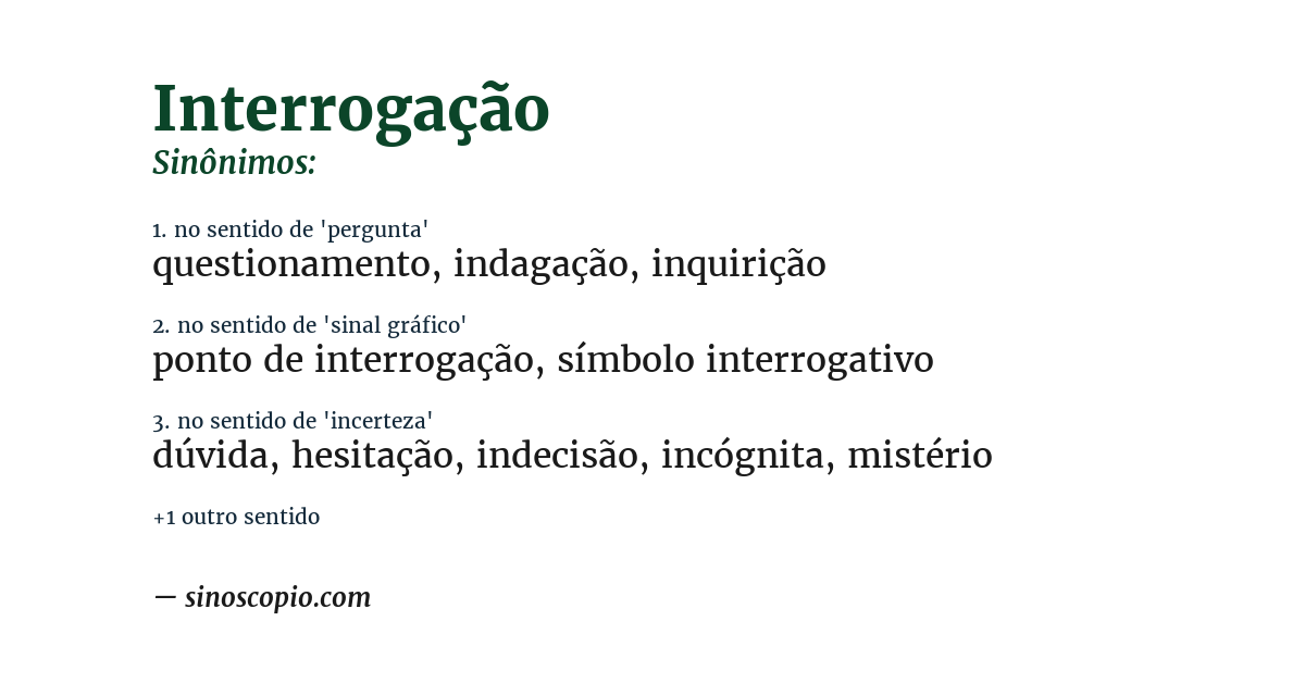 Sinônimo de interrogação