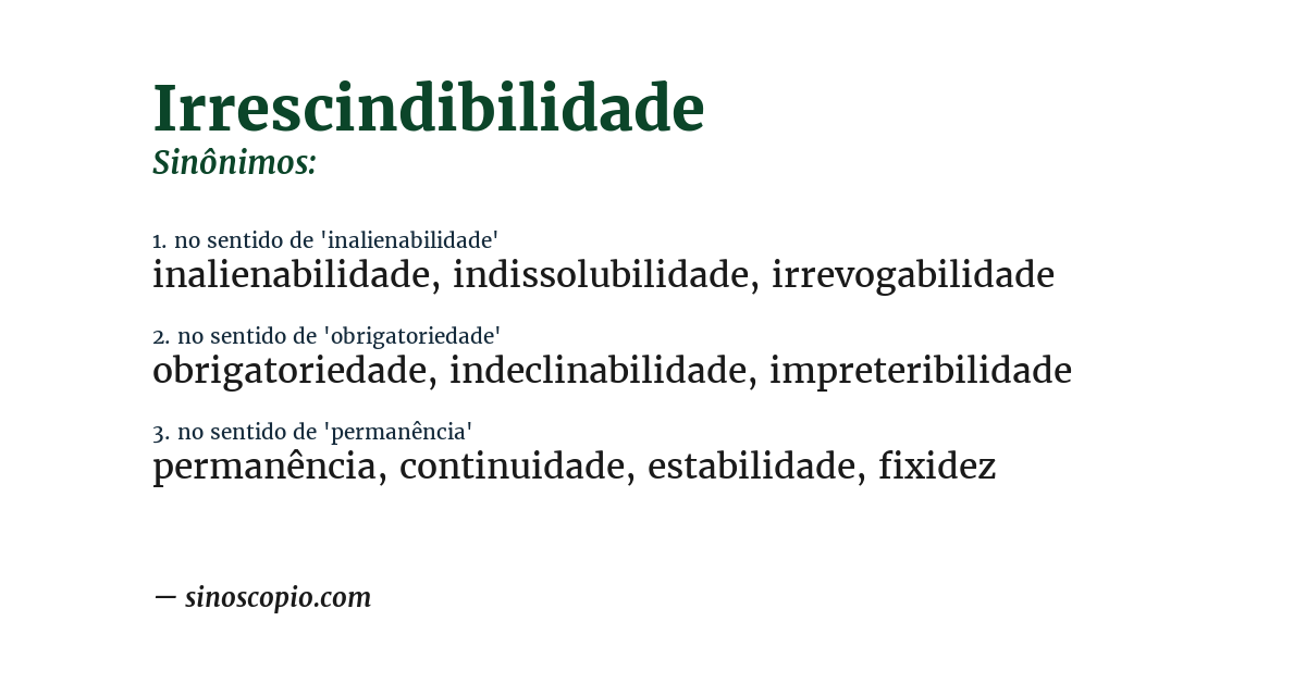 Sinônimo de irrescindibilidade