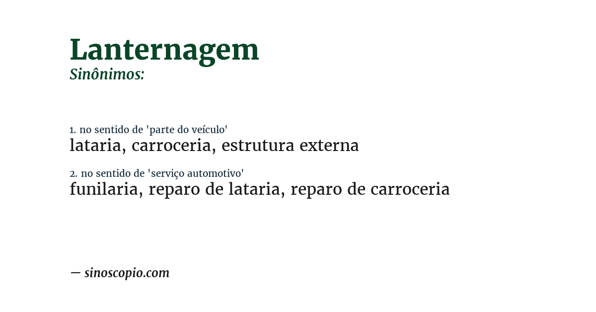 Sinônimo de lanternagem