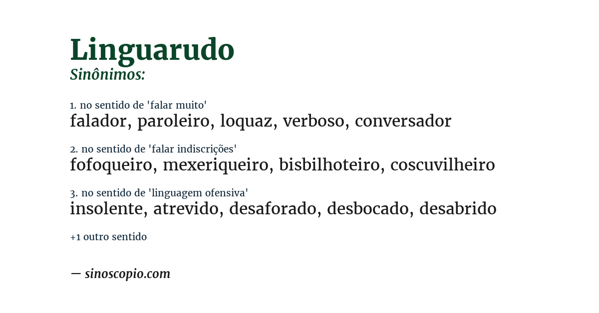 Sinônimo de linguarudo