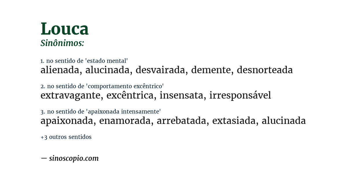 Sinônimo de louca