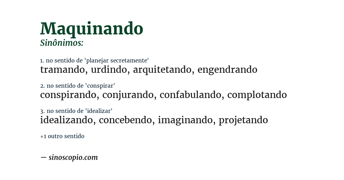 Sinônimo de maquinando