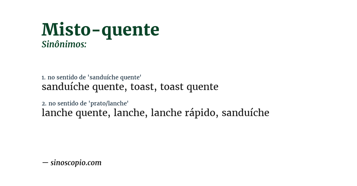 Sinônimo de misto-quente