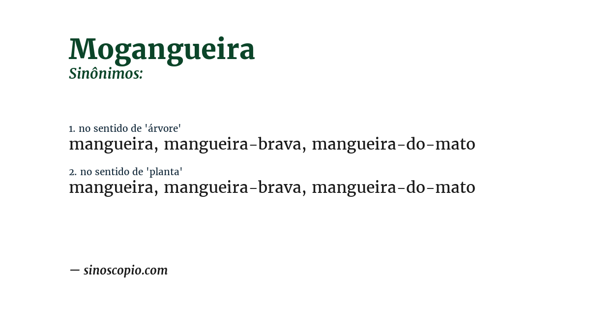 Sinônimo de mogangueira