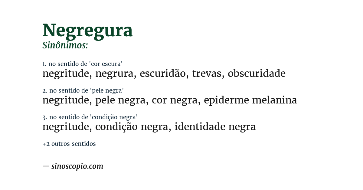 Sinônimo de negregura
