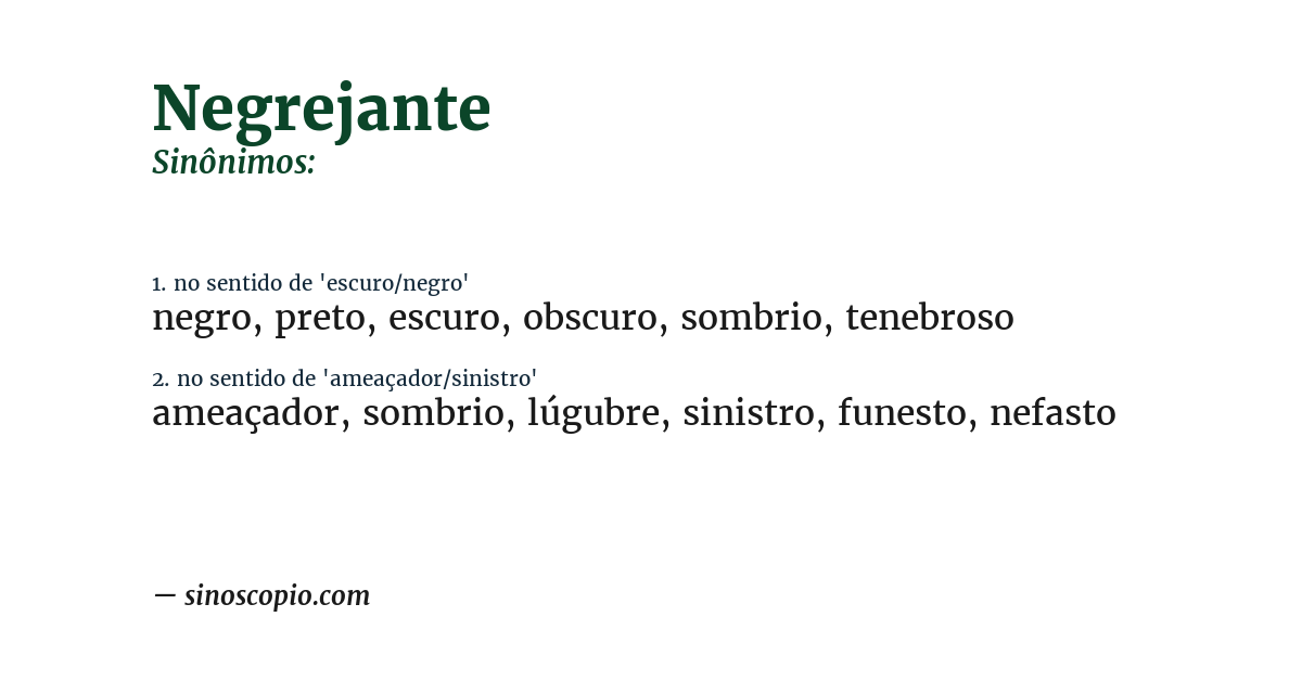 Sinônimo de negrejante