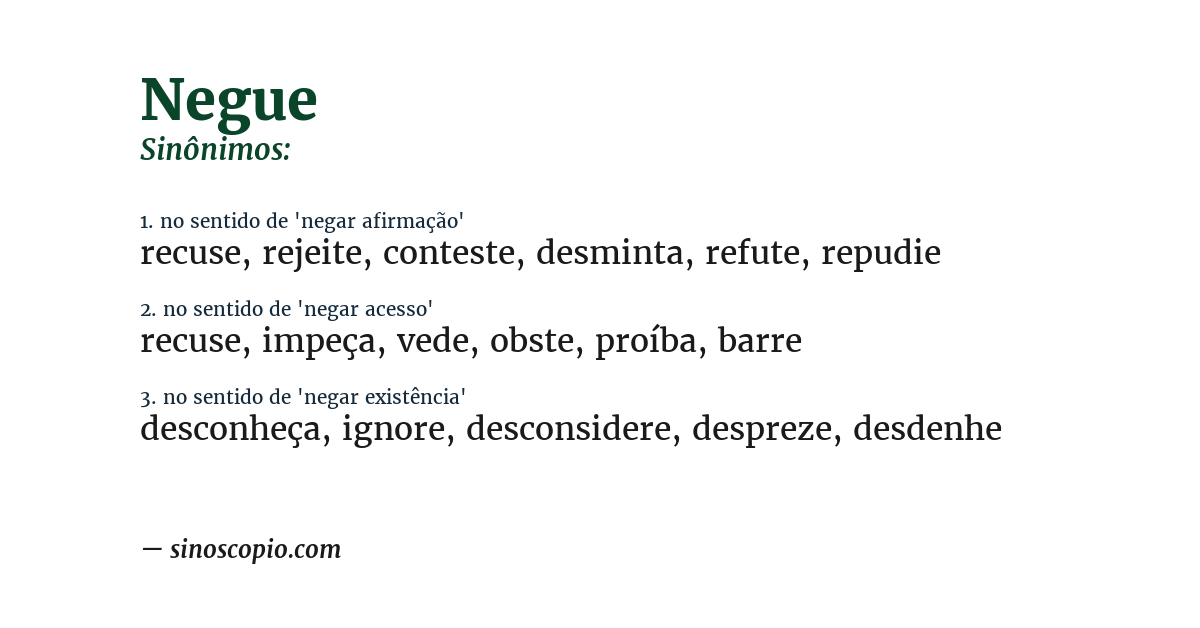 Sinônimo de negue
