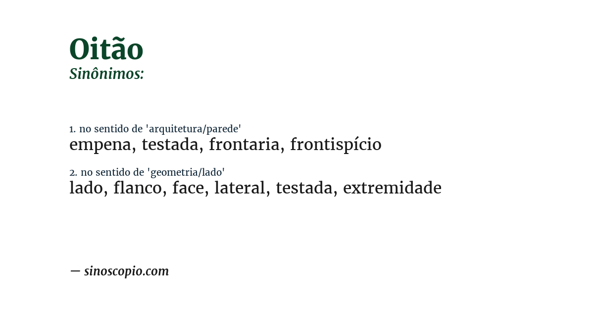 Sinônimo de oitão