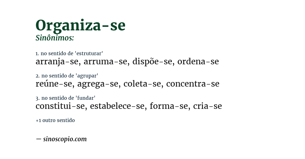 Sinônimo de organiza-se