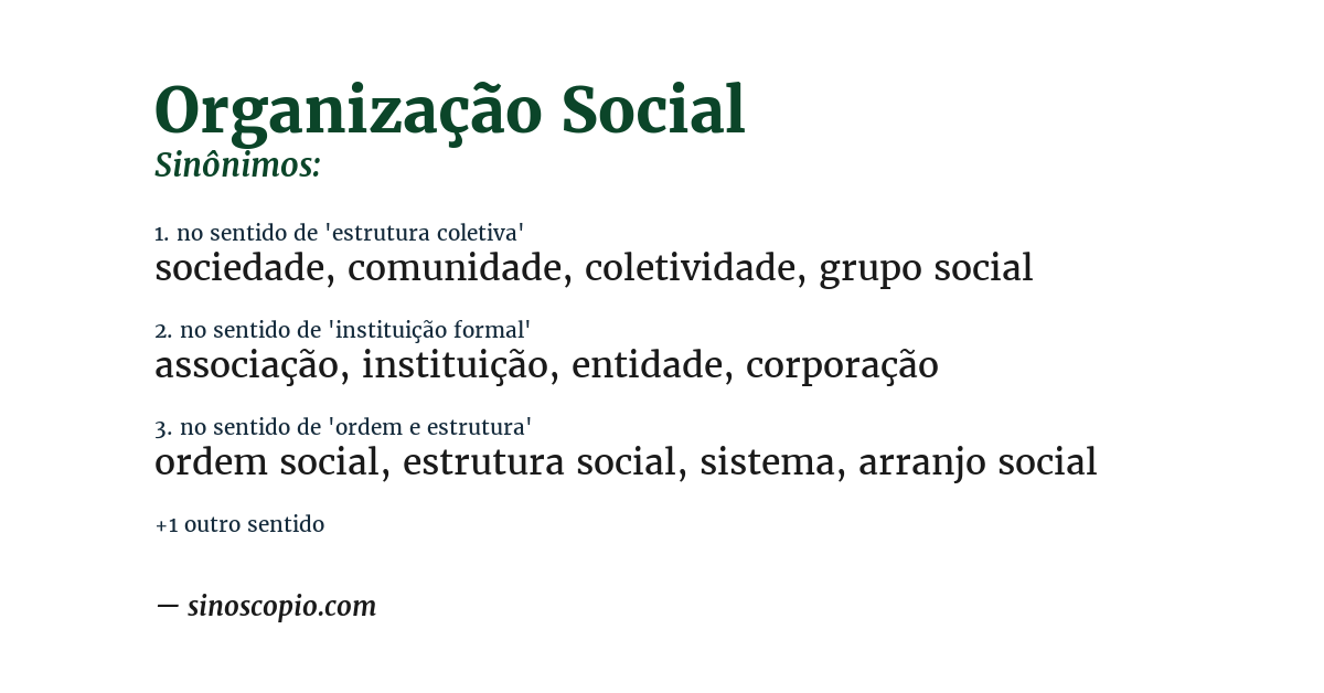 Sinônimo de organização social
