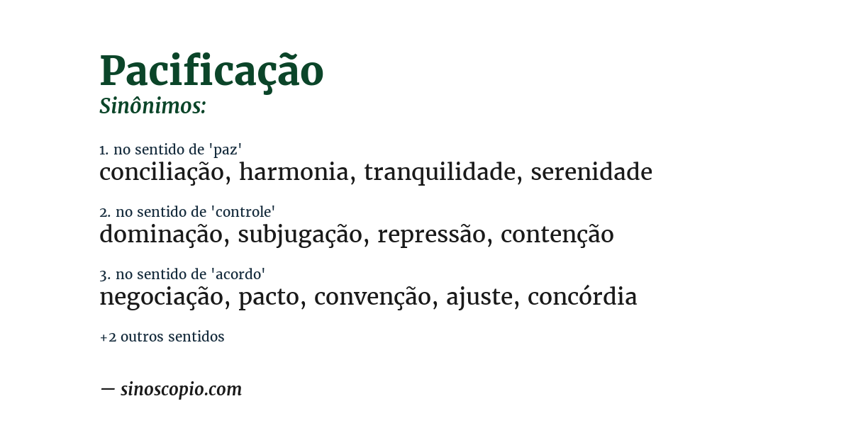 Sinônimo de pacificação