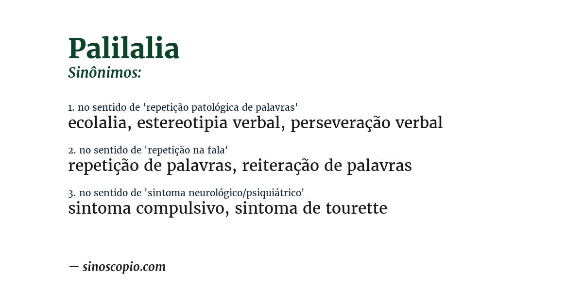 Sinônimo de palilalia