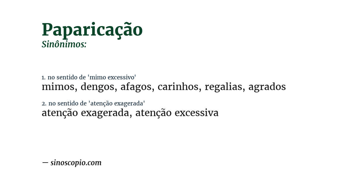 Sinônimo de paparicação