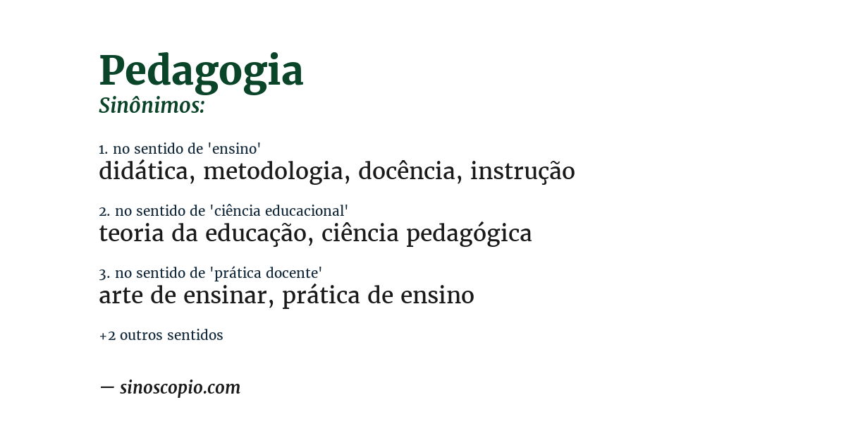 Sinônimo de pedagogia
