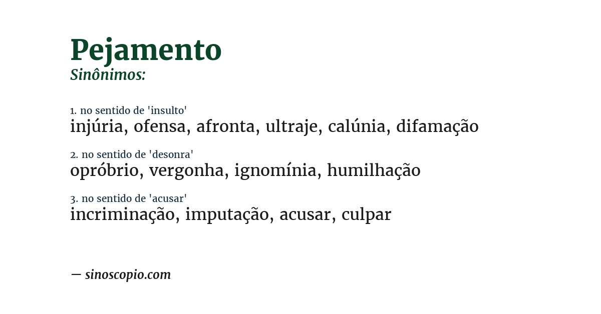 Sinônimo de pejamento