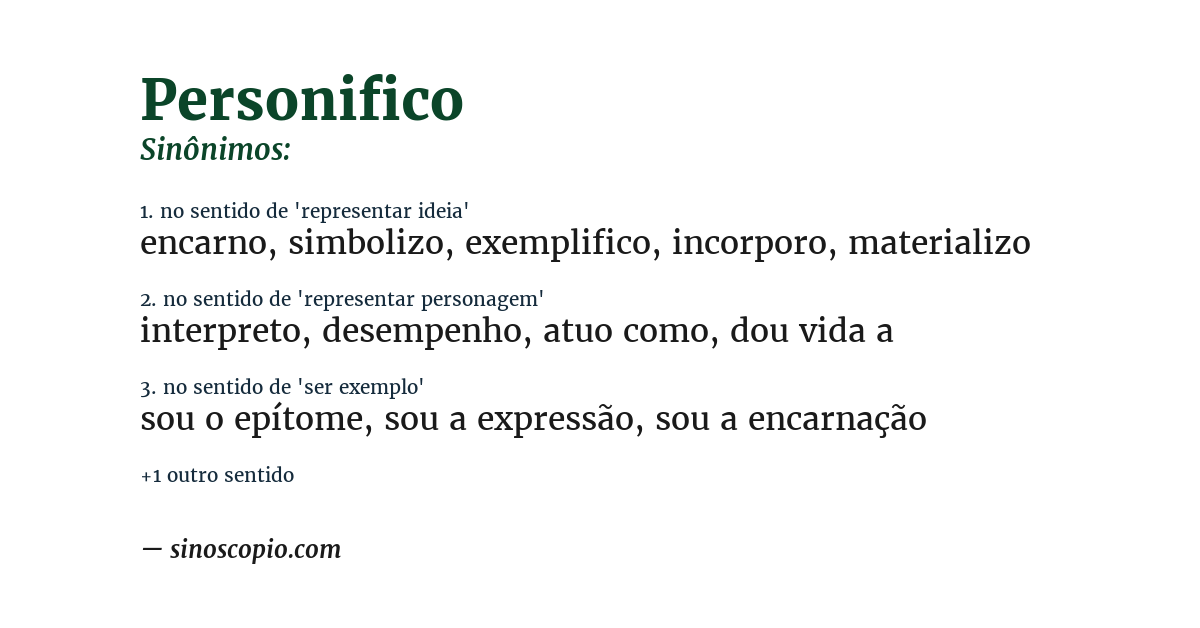 Sinônimo de personifico