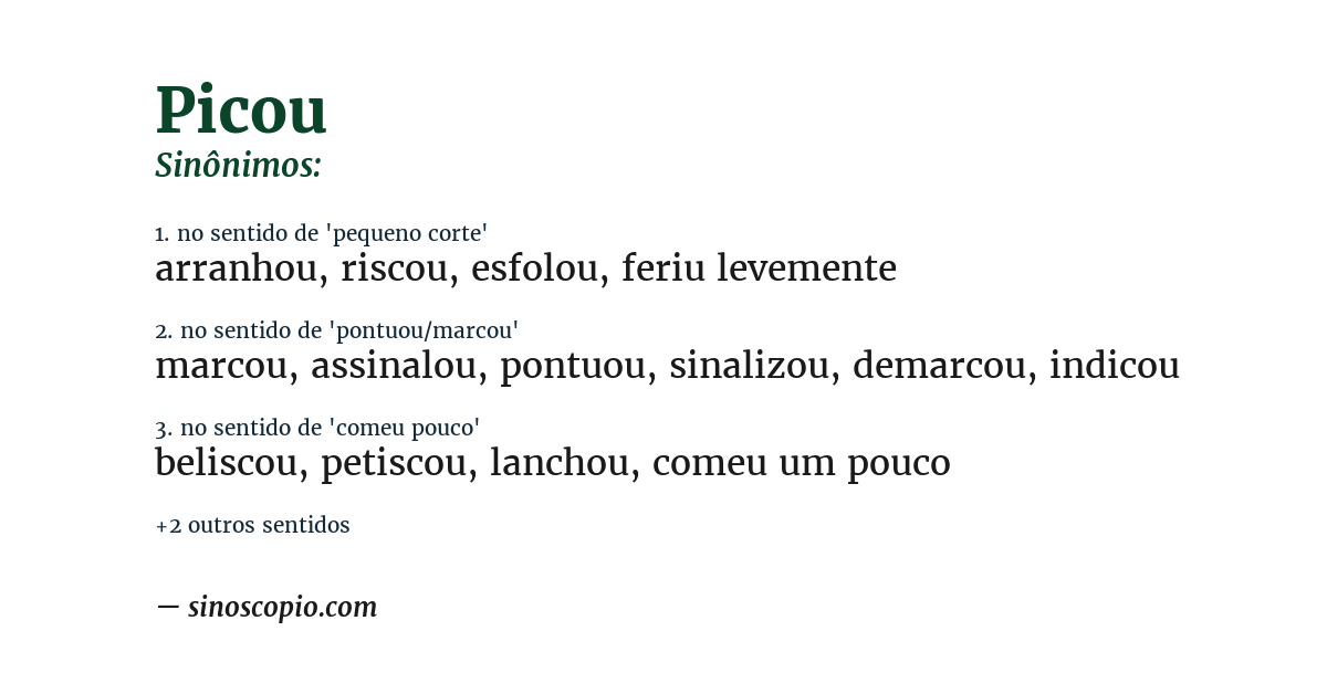 Sinônimo de picou