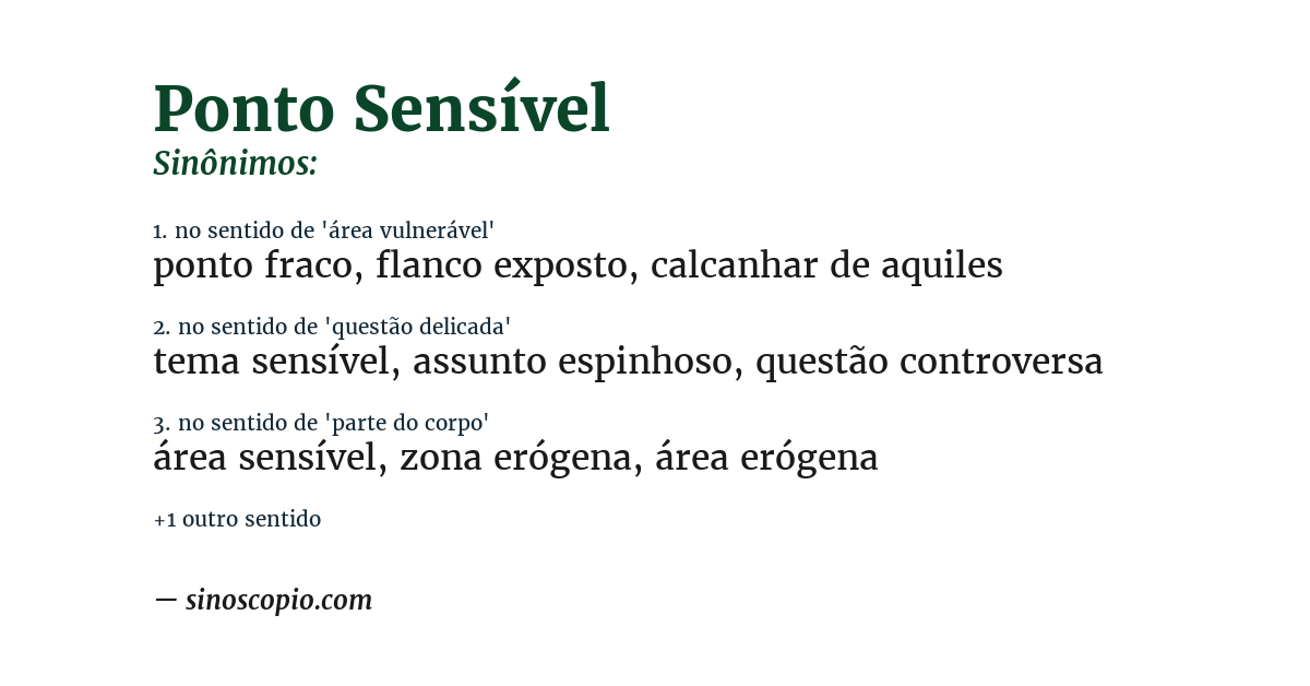 Sinônimo de ponto sensível