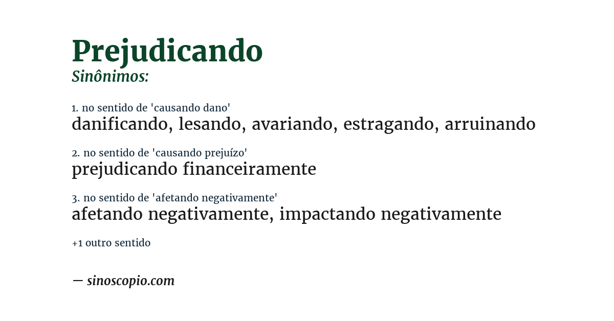 Sinônimo de prejudicando