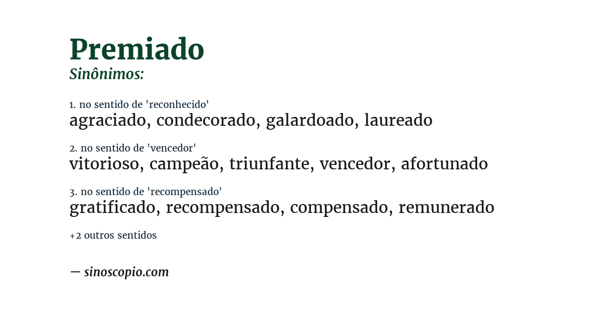 Sinônimo de premiado