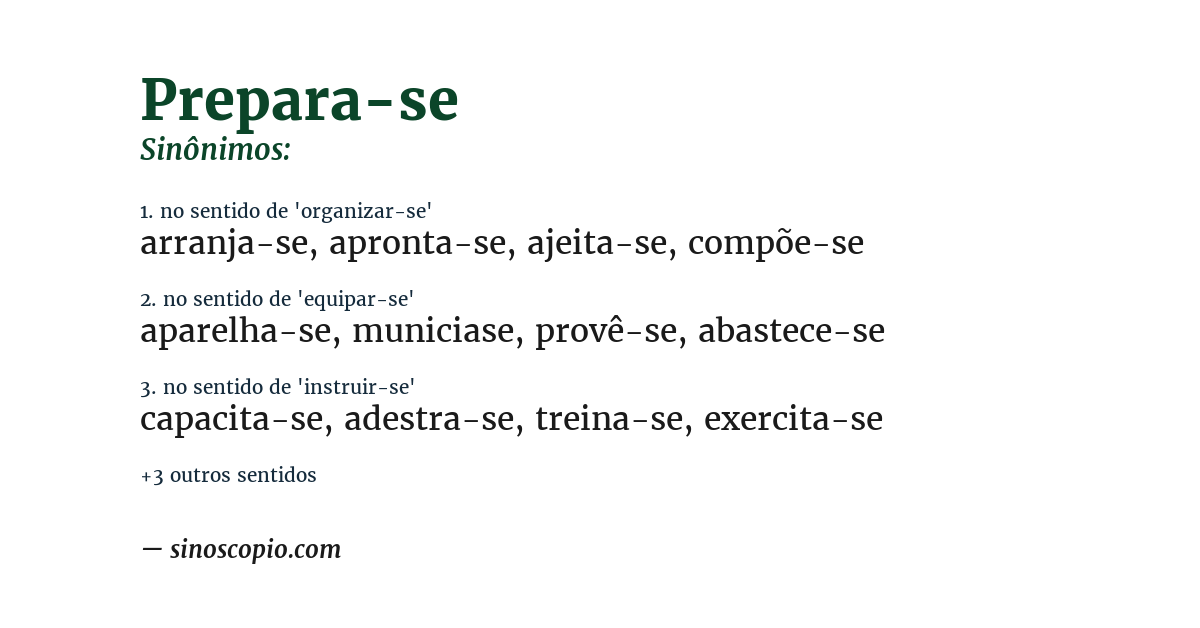 Sinônimo de prepara-se